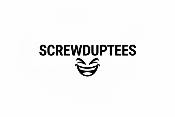 Clean minimalistic logo for ScrewdUpTees condense that down into something shorter and simple. Something like Scrwd a little arrow pointing up T. So Scrwd arrow pointing up then a T.